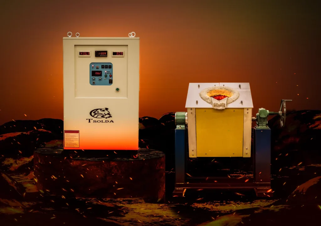 Horno De Fundición Oro Frecuencia Media - 2 Kg Capacidad, 3500W, Hasta 1450°C, Para Metales Como Oro, Plata, Cobre
